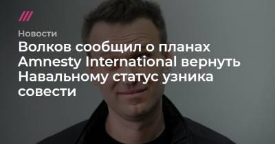 Волков сообщил о планах Amnesty International вернуть Навальному статус узника совести