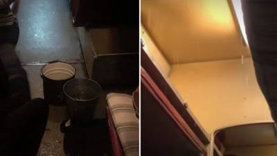 "Душ" в вагоне: пассажирам УЗ пришлось ехать с ведрами из-за дырявого потолка – видео