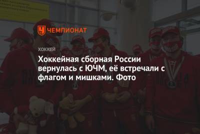 Хоккейная сборная России вернулась с ЮЧМ, её встречали с флагом и мишками. Фото