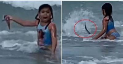 Американка случайно записала видео, как ее 6-летняя дочь спасается от акулы