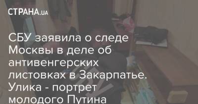 СБУ заявила о следе Москвы в деле об антивенгерских листовках в Закарпатье. Улика - портрет молодого Путина