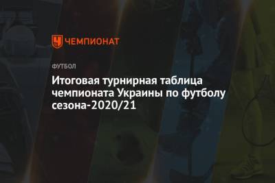 Итоговая турнирная таблица чемпионата Украины по футболу сезона-2020/21