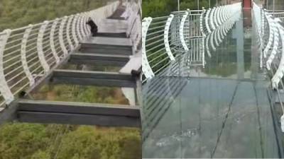Оказался в ловушке на высоте 100 метров: в Китае турист застрял на подвесном мосту