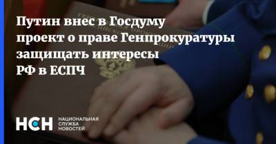 Путин внес в Госдуму проект о праве Генпрокуратуры защищать интересы РФ в ЕСПЧ