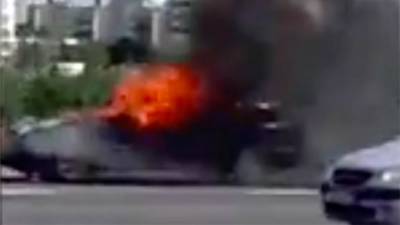 Автомобиль загорелся на МКАД в районе Носовихинского шоссе