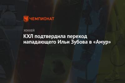 КХЛ подтвердила переход нападающего Ильи Зубова в «Амур»