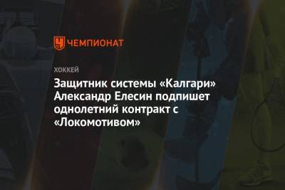 Защитник системы «Калгари» Александр Елесин подпишет однолетний контракт с «Локомотивом»