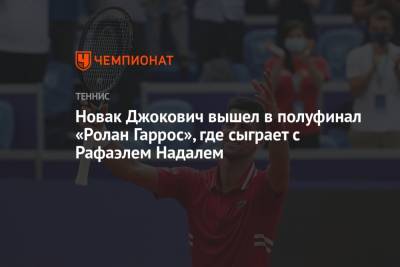 Новак Джокович вышел в полуфинал «Ролан Гаррос», где сыграет с Рафаэлем Надалем