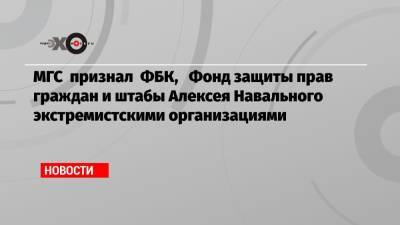МГС признал ФБК, Фонд защиты прав граждан и штабы Алексея Навального экстремистскими организациями