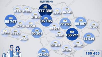 Карта вакцинации: ситуация в областях Украины на 10 июня