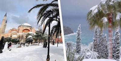 На курортах Черноморского побережья Турции выпал снег