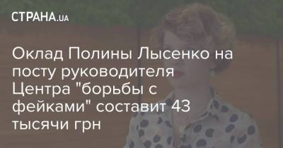 Оклад Полины Лысенко на посту руководителя Центра "борьбы с фейками" составит 43 тысячи грн