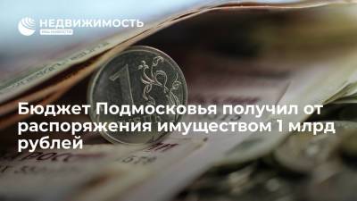Бюджет Подмосковья получил от распоряжения имуществом 1 млрд рублей