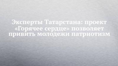 Эксперты Татарстана: проект «Горячее сердце» позволяет привить молодежи патриотизм