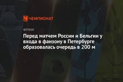 Перед матчем России и Бельгии у входа в фанзону в Петербурге образовалась очередь в 200 м