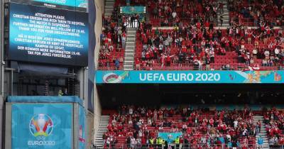 Прерванный матч Евро Дания - Финляндия возобновится в 21:30
