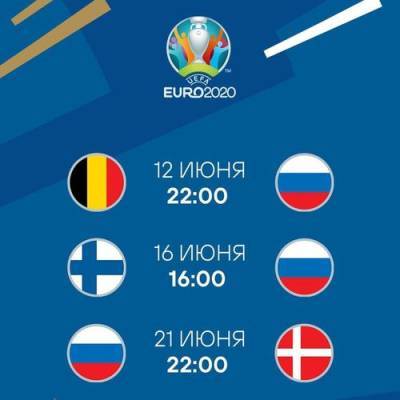 Стали известны стартовые составы сборных России и Бельгии на матч Евро-2020