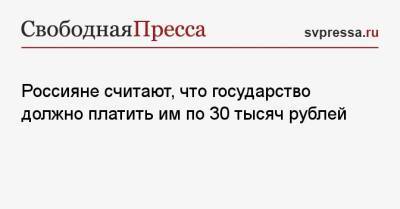 Россияне считают, что государство должно платить им по 30 тысяч рублей