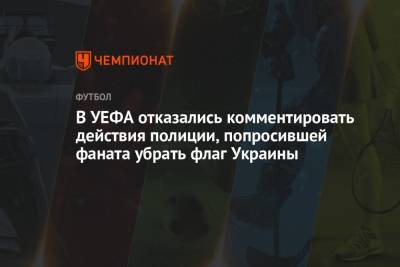 В УЕФА отказались комментировать действия полиции, попросившей фаната убрать флаг Украины