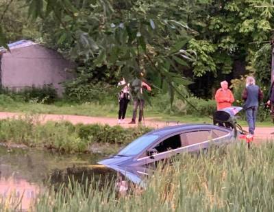 Утонувший автомобиль заметили в одном из прудов Петербурга — фото