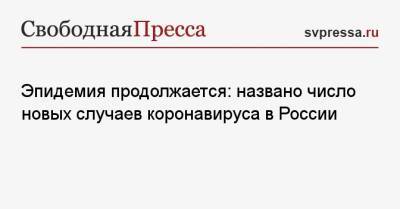 Эпидемия продолжается: названо число новых случаев коронавируса в России