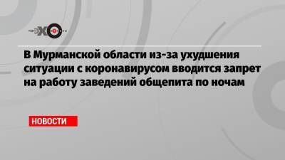 В Мурманской области из-за ухудшения ситуации с коронавирусом вводится запрет на работу заведений общепита по ночам