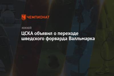 ЦСКА объявил о переходе шведского форварда Валльмарка