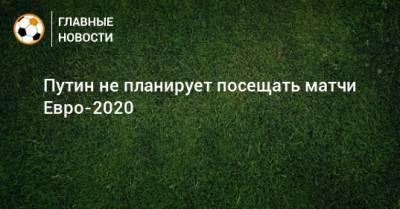 Путин не планирует посещать матчи Евро-2020