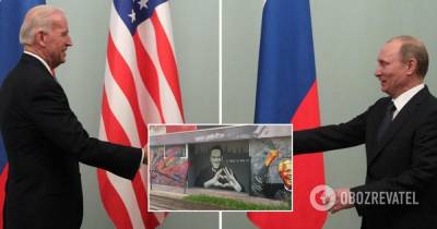 Переговоры Байдена и Путина – в Женеве появилось граффити с Навальным, фото
