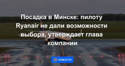 Посадка в Минске: пилоту Ryanair не дали возможности выбора, утверждает глава компании