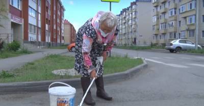 В Алтайском крае пенсионерка смастерила кисть из швабры и покрасила зебру на перекрёстке