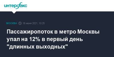 Пассажиропоток в метро Москвы упал на 12% в первый день "длинных выходных"