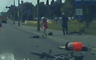 Момент гибели велосипедиста в Киеве попал на видео