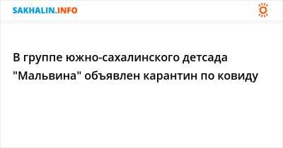 В группе южно-сахалинского детсада "Мальвина" объявлен карантин по ковиду