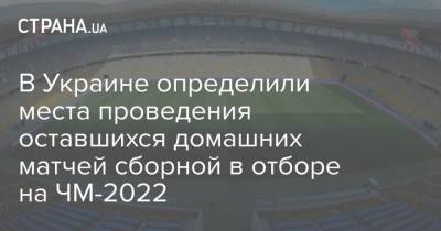 В Украине определили места проведения оставшихся домашних матчей сборной в отборе на ЧМ-2022