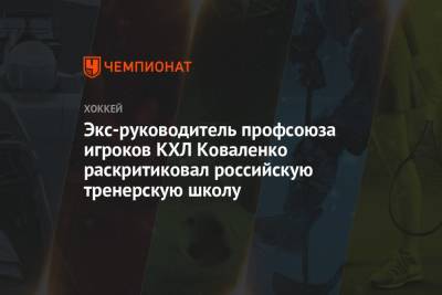Экс-руководитель профсоюза игроков КХЛ Коваленко раскритиковал российскую тренерскую школу