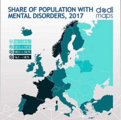 Лидеры по психическим расстройствам в Европе: Испания, Франция, Нидерланды, Норвегия