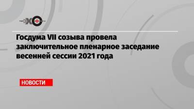 Госдума VII созыва провела заключительное пленарное заседание весенней сессии 2021 года