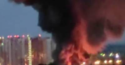 Дым до небес: крупный пожар охватил металлобазу в Люберцах