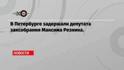 В Петербурге задержали депутата заксобрания Максима Резника.