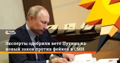 Эксперты одобрили вето Путина на новый закон против фейков в СМИ
