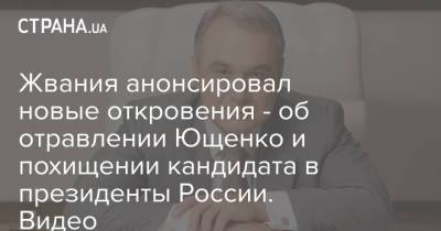 Жвания анонсировал новые откровения - об отравлении Ющенко и похищении кандидата в президенты России. Видео