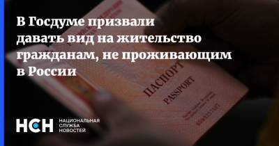 В Госдуме призвали давать вид на жительство гражданам, не проживающим в России
