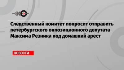 Следственный комитет попросит отправить петербургского оппозиционного депутата Максима Резника под домашний арест