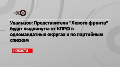 Удальцов: Представители «Левого фронта» будут выдвинуты от КПРФ в одномандатных округах и по партийным спискам