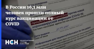 В России 16,1 млн человек прошли полный курс вакцинации от COVID