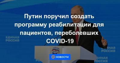 Путин поручил создать программу реабилитации для пациентов, переболевших COVID-19