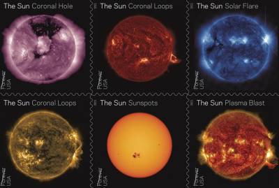 В США продают почтовые марки с изображениями Солнца от NASA