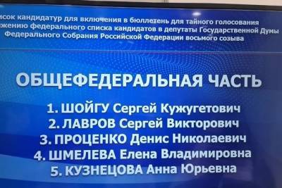 Список «Единой России» на выборах в Госдуму возглавил министр обороны Сергей Шойгу