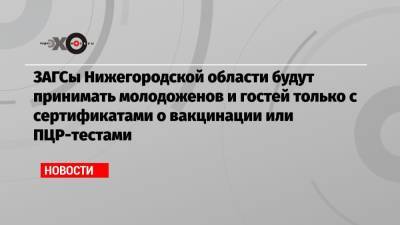 ЗАГСы Нижегородской области будут принимать молодоженов и гостей только с сертификатами о вакцинации или ПЦР-тестами